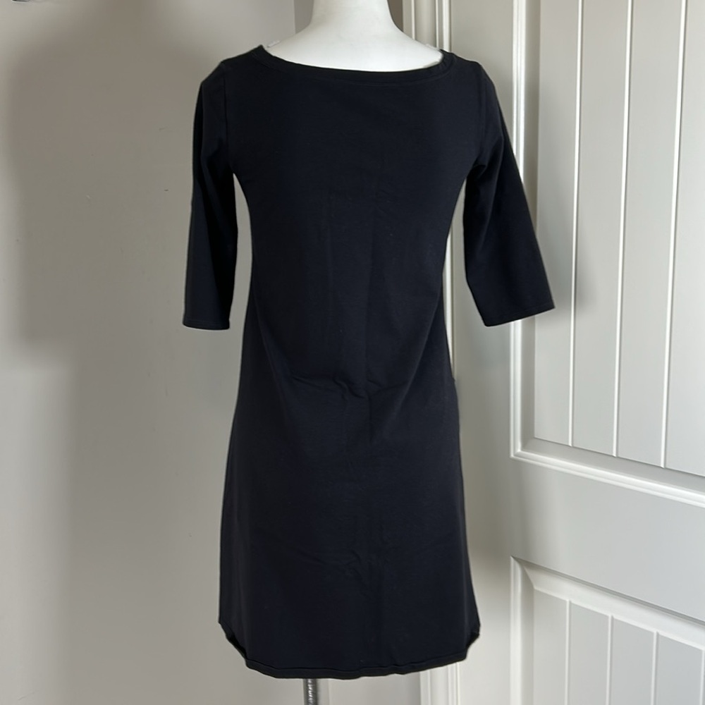 Eileen Fisher Tshirt Dress Black Organic Cotton Half Sleeve Stretch Sz PP - Picture 4 of 8